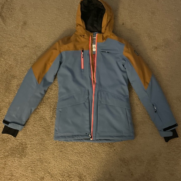 Kids Blue and Tan insulated ski Jacket